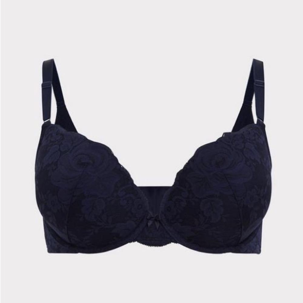 Torrid Navy Blue Lace XO Plunge Push-Up Bra Size 40D